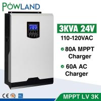 110V Solar Inverter 3Kva 2400W Off Grid 24V 120V 80A MPPT Pure Sine Wave 60A AC