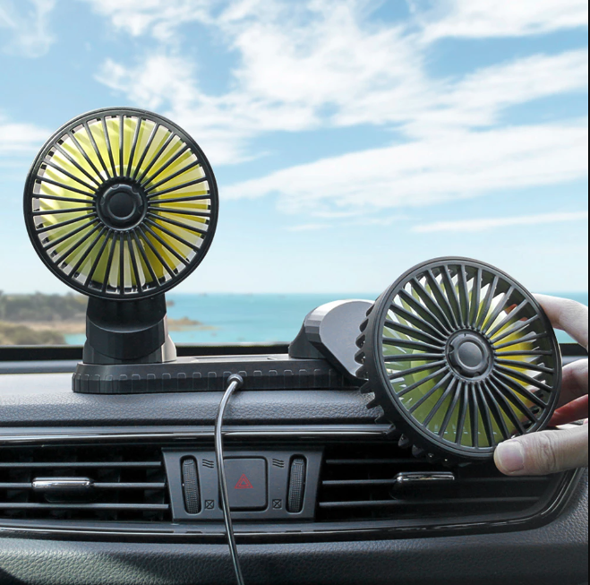USB 12V 24V All-round Adjustable Car Air Cooling Double Head Fan Low Noise Car Car Cooler Air Fan Car Fan